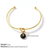 Estilo Retrô Europeu e Americano Colorido Divertido Pingente de Número Pulseira em Forma de C com Nó Banhada a Ouro 18K Doce Cool Color-Blocking Pulseira Aberta
