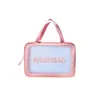 Bolsa de maquillaje moderna y elegante, transparente de PVC impermeable, gran capacidad, conveniente, bolsa de almacenamiento de alta calidad, bolso personalizable