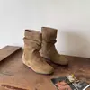 Botas apiladas retro para mujer, Botas Martin, Nuevas botas delgadas de gamuza para otoño e invierno 2026, Botines de tacón grueso para mujer