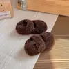 Sapatos de Lã de Cordeiro e Algodão Estilo Coreano para Meninas 2025 Inverno Novo Sola Macia Mary Jane Sapatos de Princesa Forrados com Lã Sapatos Peludos da Moda
