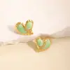 Brincos de Tarraxa Minimalistas Coreanos e Japoneses em Formato de Coração, Brincos Vazados Versáteis Únicos, Acessórios de Orelha Femininos de Aço Inoxidável Estilo Cool com Gotejamento de Óleo