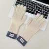 Luvas de atmosfera estilo coreano feminino japonês e coreano cor doce combinando etiqueta de pano malha luvas de lã estudante touch screen pulseira quente
