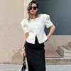 Camisa Versátil de Manga Corta para Viajes Diarios 2026, Estilo Europeo y Americano Transfronterizo, Elegante Top Cárdigan Pequeño Chanel