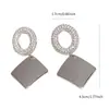 Nuevos Pendientes de Cobre Incrustados con Circonita de Gran Venta, Pendientes Cuadrados de Moda, Pendientes Exagerados Brillantes de Alta Gama de Celebridades para Mujer