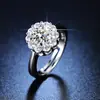 Venda Direta de Fábrica Anel Ajustável de Abertura com Diamante Sintético Feminino Seis Garras Um Quilate Anel de Imitação de Moissanita Fornecimento ao Vivo