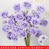 Rosas de Creme Simuladas de 3 Cabeças, Decoração de Fundo para Casamento, Arranjo de Flores para Guia de Estrada, Flores de Seda Estilo Europeu para Casamento, Flores Artificiais