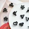 Nuevo Estilo Clip Pequeño para el Cabello de Resina Negro Brillante con Estrella de Cinco Puntas y Moño, Mini Pasador Lindo para Niñas y Niños, Accesorio para el Cabello
