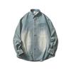 Beijie Moda Masculina Marca de Moda Americana Outono 2025 Novo Camisa Jeans Lavada com Manchas Camisa Masculina Jaqueta Retrô