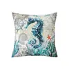 Funda de almohada con estampado de vida marina, Funda de almohada decorativa de playa de tortugas, Funda de cojín estilo Ins de venta caliente transfronteriza