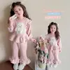 Conjunto de Sudadera Elegante con Forro de Felpa para Niñas, Otoño e Invierno, para Niños Pequeños, Nuevo 2025, Informal, de Invierno, Conjunto de Dos Piezas, Engrosado, de Moda