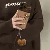 Capa de celular laço de gato para Apple 17pm, iPhone 18, retro 16, camurça 14, com cordão, 15, para mulheres