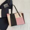 Bolsa Grande Feminina 2024 Nova Moda Estilo Coreano Grande Capacidade Simples Ombro Único Costura Contraste de Cores Bolsa Tote Bolsa de Mão