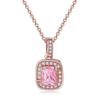 Juego de Joyería de Compromiso de Zirconia de Color Europeo y Americano para Mujer Aretes Cuadrados con Tachuelas Collar con Colgante Pulsera Ajustable Venta al por Mayor Transfronteriza