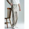 Pantalones casuales de algodón Lyocell semi-elásticos en la cintura, fluidos y elásticos para hombre, pantalones rectos de pierna ancha, fáciles de cuidar, para otoño de 2026