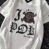 Playera de Manga Corta para Hombre Verano Moderno Holgada Manga Cinco Cuartos 2025 Nueva Celebridad de Internet Trendy Ins Top Estampado Sencillo