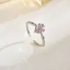 Anillo de Zirconia Microincrustada Estilo Ins Japonés y Coreano Nicho Celebridad de Internet Lujo Ligero Gama Alta Simple Doble Capa Abierto Anillo para Dedo Índice para Mujeres