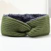 Accesorios para el cabello de punto con felpa europea y americana para otoño e invierno, banda gruesa de lana para el cabello, diadema deportiva cálida a prueba de frío, orejeras, gorro cruzado