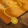 Tienda de Oro Mismo Estilo Dorado Antiguo Color Esmalte Amarillo Dios de la Riqueza Ocho Tesoros Brújula Colgante Nuevo Estilo Chino Hueco Amarillo Dios de la Riqueza Brújula