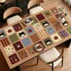 Mantel de Mesa de Comedor Retro de Dibujos Animados, Impermeable y a Prueba de Aceite, Mantel sin Lavado, Mantel de Mesa de Café de Lujo Ligero y de Gama Alta, Mantel Protector de Mesa Anti-Escaldaduras