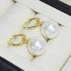 Aretes de Perla Blanca Australiana Nácar 12-14mm Aretes de Perla Nácar Perlas Doradas y Aretes de Cuentas de Concha Venta al por Mayor
