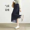 Falda de Mezclilla Azul para Mujer, Estilo Delgado de Verano, Modelo Nuevo 2025, Cintura Alta, Adelgazante, Largo Medio, Falda con Abertura Trasera