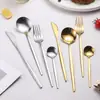 Juego de cubiertos de acero inoxidable(Incluye cuchillo de mesa, tenedor de mesa, cuchara de mesa y cuchara de postre.) En una elegante caja de regalo, ideal para cocinas domésticas, restaurantes, cenas y reuniones, así como para regalos de inauguración de casa o de boda.
