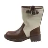 Botas western para mujer en stock 2026 otoño e invierno nuevas de caña alta con bloques de color moda principios de otoño botas cortas casuales venta al por mayor