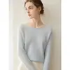 Suéter Pulóver de Cuello Redondo de Cachemira Pura Nuevo Otoño e Invierno para Mujer Ajuste Delgado Prenda Base de Punto Top Simple Versátil