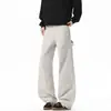 Pantalones de trabajo acampanados rectos holgados retro americanos en azul Francia, pantalones casuales anchos curvos de alta costura modernos unisex