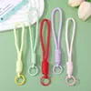 Cordón para teléfono tejido color macarrón con bloques de color, correa de muñeca larga, cordón de pulsera de nailon bicolor hecho a mano para DIY