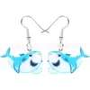 Pendientes Acrílicos Novedosos de Tiburón Blanco Pendiente de Medusa de Anime Tortuga Joyería Animal Marino Regalo