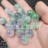 Contas Redondas de Jade Violeta Tipo Gelo com Padrões Florais Verdes sobre Fundo Branco, 14mm, para Pulseiras, Colares e Acessórios de Joias