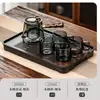Juego de Té de Cristal, Lujo Ligero para Uso Doméstico, Tetera de Gama Alta para Sala de Estar, Juego Completo para Uso en Oficina, Mesa y Bandeja de Té Kung Fu