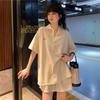 Traje Casual Estilo Tweed para Mujer Estilo Japonés y Coreano Camiseta Suelta de Manga Corta con Cuello Polo Pantalones Cortos de Correr Conjunto de Dos Piezas Sal