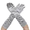 Luvas de Casamento para Noivas Luvas de Performance de Palco com Efeito Amassado Luvas de Casamento Cetim Luvas de Cetim