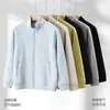 Nueva chaqueta cárdigan de algodón líquido de doble capa con cuello alto y mangas raglán para otoño e invierno, prenda superior personalizada para grupo con estampado de logo de marca de moda