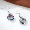 Pendientes circulares europeos y americanos de estilo deslumbrante con circonitas, incrustados con diamantes, pendientes de gancho de circonita de gradiente colorido
