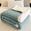 Manta de Flanela para Sofá Manta de Lã de Cordeiro para Escritório Manta de Lançamento para Dormitório de Estudante Shawl Blanket de Pessoa Solteira Manta Espessa para Sesta