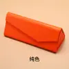 Estojo de óculos triangular dobrável multicor em couro anti-pressão, bolsa de óculos estilosa com forro de veludo PU, personalizável com impressão de logotipo