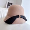 Sombrero de pescador con cinta de lino y seda ZG japonés para niños, sombrero de fieltro de lana australiano para otoño e invierno, sombrero de olla estilo Hepburn Tide