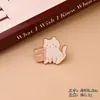 Broche de Gatinho Rosa Desenho Animado Fofo com Slogan em Inglês What Ever Insígnia de Animal Gato Branco Acessório