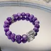 Pulseira Original de Feldspato Lítio Lua Roxa para Mulheres Design de Nicho Fashionável Versátil de Alta Qualidade Pulseira Imitação de Ametista para Mulheres