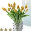 Tulipán Artificial Decoración para el Hogar Sala de Estar Adornos Arreglo de Flores Artificiales Ramo de Capullos de Tulipán Artificiales de Goma Blanda