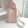 Bolsa de Mano de Punto de Primavera 2025 Bolsa para Teléfono Móvil Amor de Niña Bolsa Cuadrada Pequeña de Punto de Lana Bolso Cruzado Bolso Texturizado