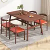 Mesa de comedor simple y moderna para apartamentos pequeños, adecuada para uso doméstico, restaurantes de comida rápida y espacios comerciales; mesa rectangular para propiedades de alquiler