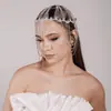 Nova Corrente de Cabelo com Franjas em Camadas da Amazon Moda Europeia e Americana Performance de Palco Pedraria Adorno de Cabeça Chapéu Corrente de Cabelo