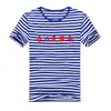 Camiseta Alma de Verano para Hombres y Mujeres Camiseta Infantil de Manga Corta Rayas Cuello Redondo Media Manga Uniforme de Clase Traje de Marinero Grupo de Actividad