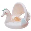 Boia Inflável com Protetor Solar, Boia de Assento de Cisne para Bebê, Boia de Assento Infantil Antiviro, Boia Flutuante Espessada com Assento entre as Pernas