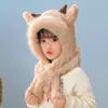 Adorable Sombrero de Felpa con Orejas de Oveja Móviles y Bufanda Todo en Uno para Niños Invierno Forro Polar Engrosado para Mantener Caliente y a Prueba de Frío Protección para las Orejas