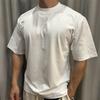 Verano de Manga Corta con Cuello Redondo de Peso Pesado Estilo Retro Holgado Deportivo Casual Moda Limpia Casual Versión de Algodón Puro para Hombre